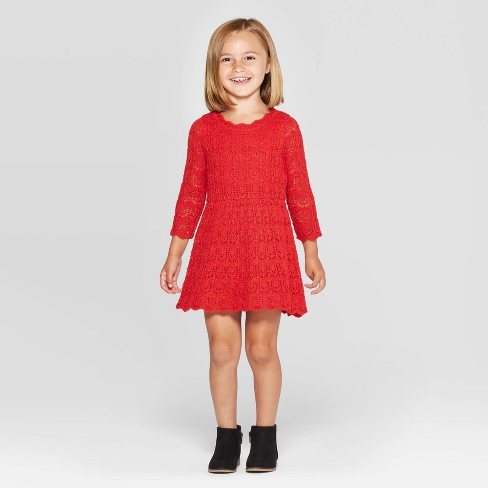 Cat & Jack Red Crochet Dress NWT